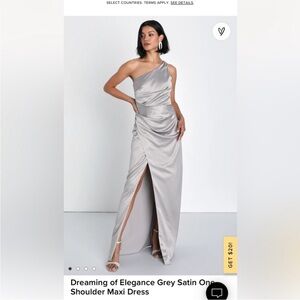 Lulu's Dreaming of Elegance Silver Satin Dress. NWT, size medium.